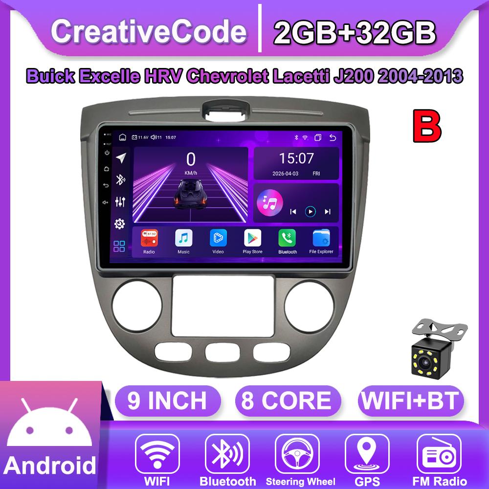 

Android Car-Play Car Radio For Buick Excelle HRV Chevrolet Lacetti 2004-2013 Multimedia Player Head Unit Stereo GPS Navigation BT WIFI,8 CORE ,2+32GB B срібний