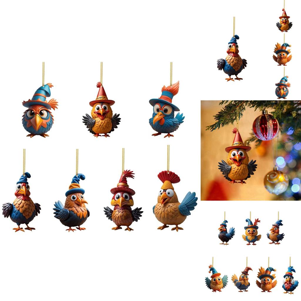 Colorful Acrylic Turkey Car Ornament Festive Christmas Tree Decoration For Home