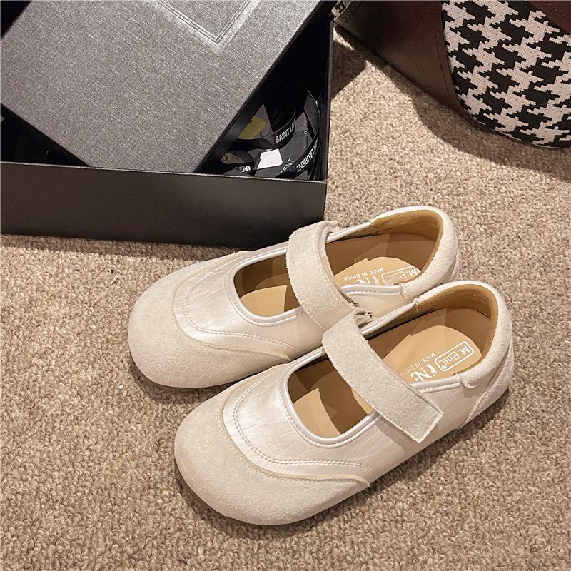 Vintage Leopard Print Single Shoes Women's Spring Super Soft Maternity Shoes Velcro Mary Jane Women's Shoes Platform Beanie Shoes