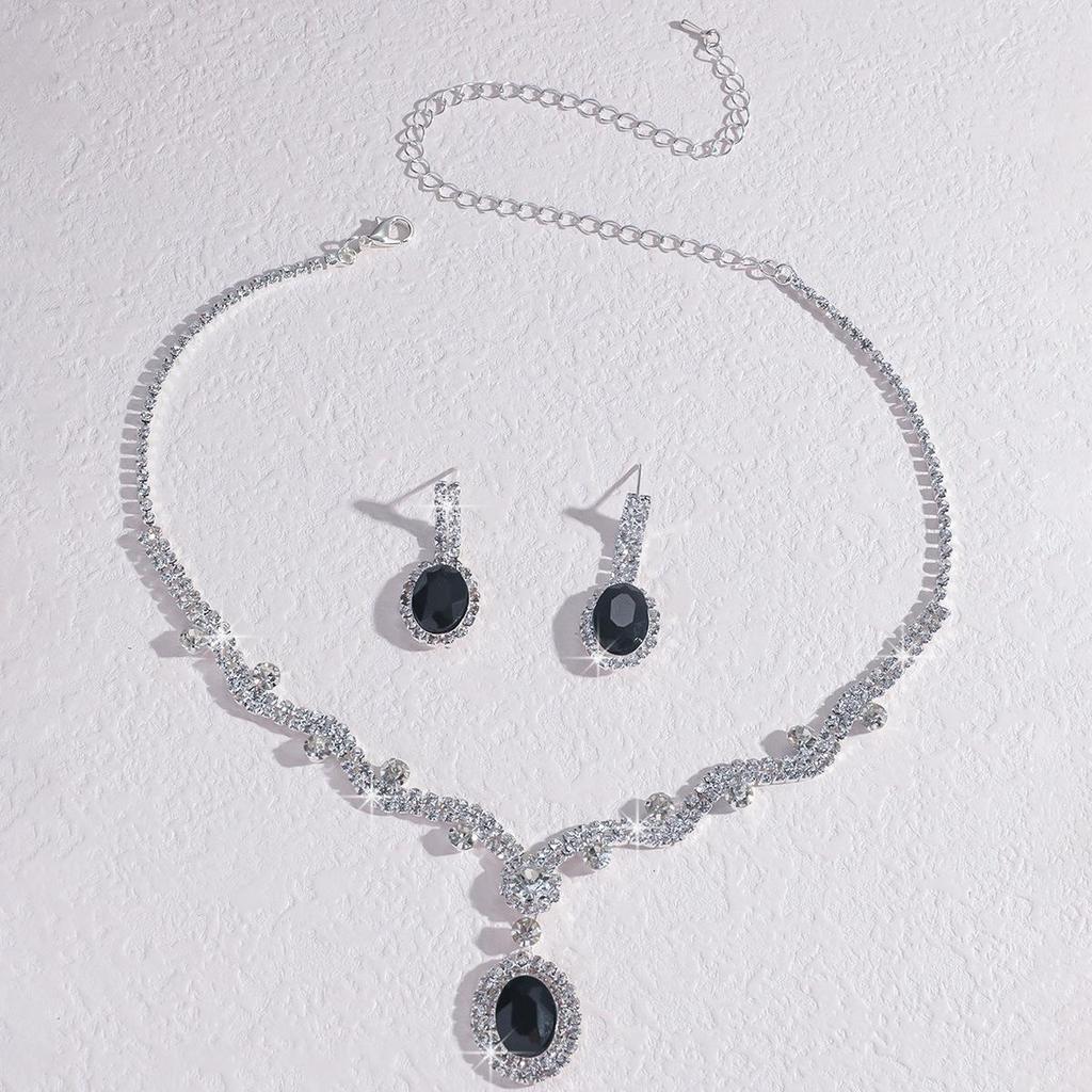 Tropfenförmige Quasten Strass Halskette & Ohrringe Set - Elegante europäische und amerikanische leichte Luxus Schlüsselbeinkette für Damen