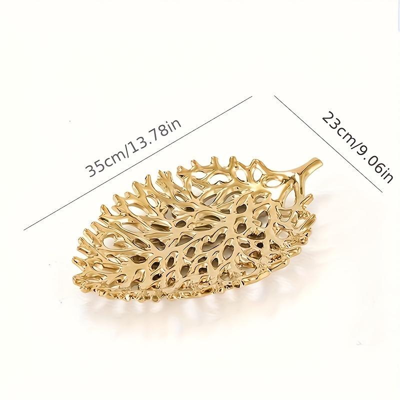 1 peça Bandeja Decorativa Elegante com Padrão de Folhas Dourado-Amarelas, Decoração de Mesa de Luxo para Sala de Estar, Sala de Jantar, Casamentos, Eventos, Superfície de Contato Não Alimentar