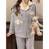 Autumn Cotton Women's Pajamas Long-sleeved Two-piece Silk Pajamas Women's Home Wear Pajamas Pants Set