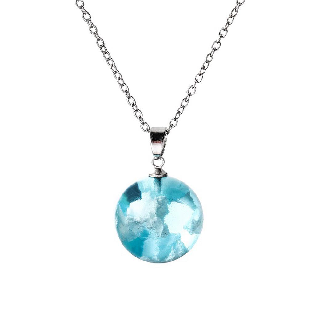 White Cloud Blue for Sky Necklace Glow in the Dark Ball Pendant Charm Necklace D 1