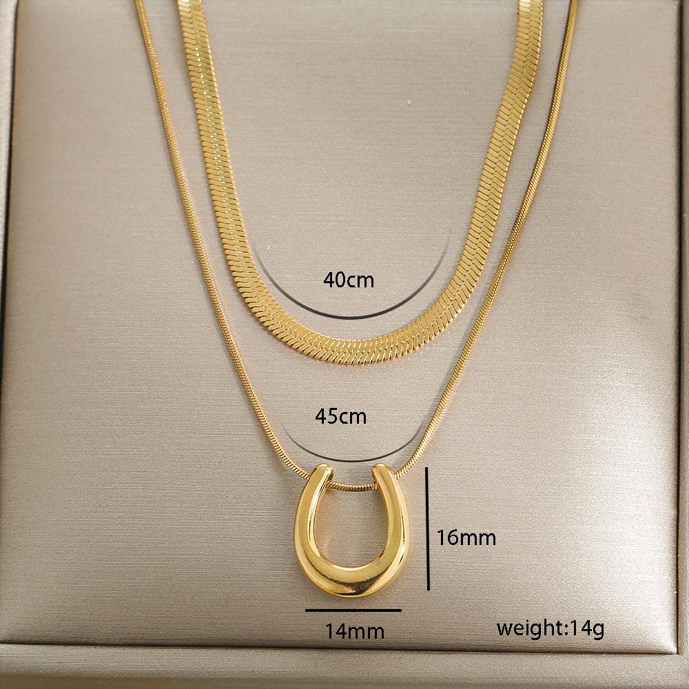 Custom 304 Stainless Steel 18K Gold Plated PVD Doble Collarbone Necklace Waterproof Heart Butterfly Pendant Women