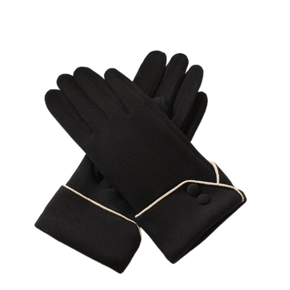 Full Finger Women Suede Gloves Plush Winter Mittens Vintage  Gloves  Sports