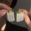 Tide Metal Fringed Earrings, High-end Temperament, Long Stud Earrings, Women's Exaggerated Earrings.
