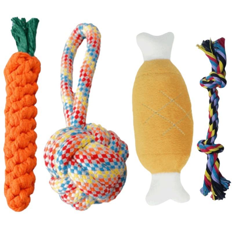 Durable Cotton Rope Knot Dog Teething Toy for Puppies and Small Breeds