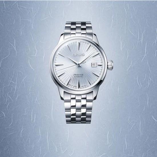 Seiko Watch PRESAGE SARY161 Mens Wristwatch Japanese Made Mechanical Automatic (with Manual Wind) Date Calendar Equipped Cocktail Time Sky Diving (Ice