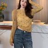 Summer Outfit Unique Yellow Floral Sun Protection Cover-up Top Designed Slim-fit Thin Long-sleeve T-shirt for Women