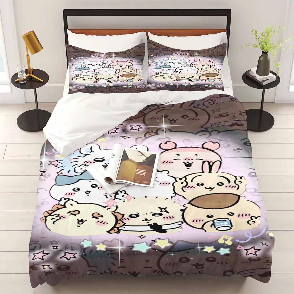 Chiikawa Schlafzimmer Kinder Bettwäsche Set Bettbezug Komfort Queen Mit Kissenbezug Weihnachtsgeschenke Zuhause