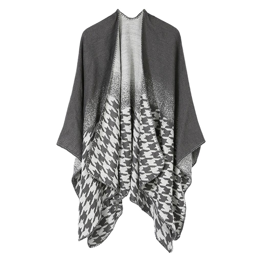 Women Winter Warm Oversized Printing Blanket Cape Wraps Shawl Cardigans