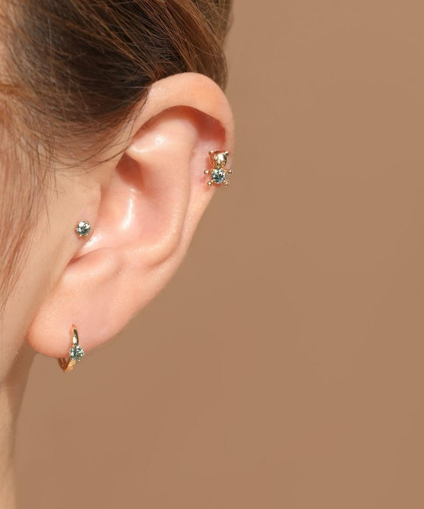Minimalpiercing 14K Moissanite Diamond Green Noble Piercing Earrings
