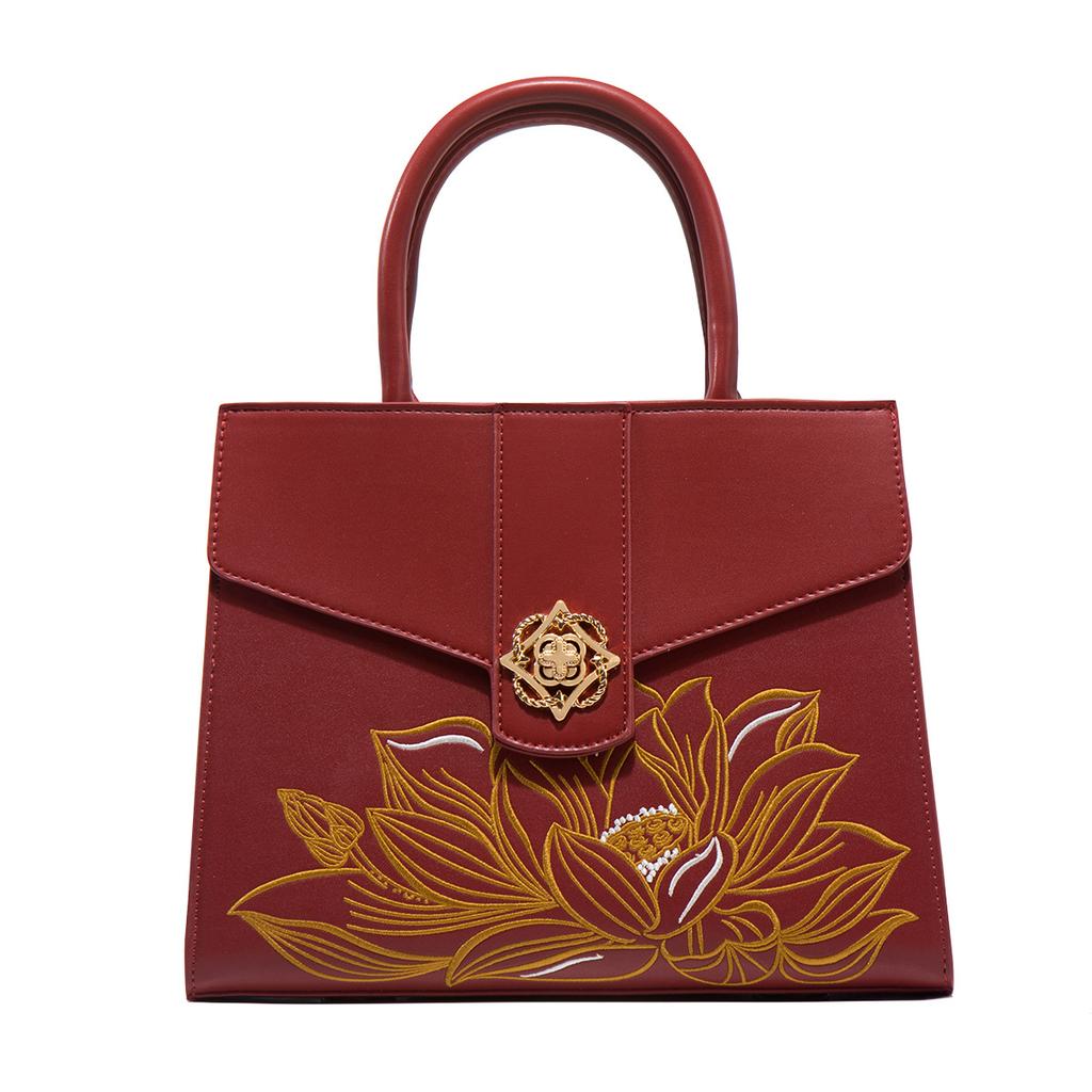 2025 Spring New Niche Handbag, New Chinese Style Embroidery, High-End Mom Bag, Single Shoulder Crossbody Tote Bag for Women