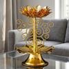 Zinc Zinc Alloy Lotus Candlestick Exquisite Gold Candle Holder Butter Lamp Holder  Table Centerpiece