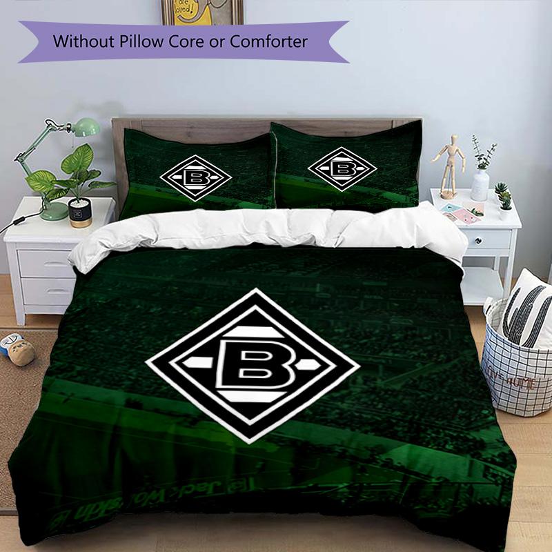 3pcs Duvet Cover Set (1*Duvet Cover + 2*Pillowcase, Without Core), Borussia Monchengladbach Print Bedding Set, Bedroom Decor, All‑Season, Birthday Gif