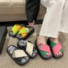 Fashion Female Shoes Summer Clogs Woman Multicolored Sandals Cross-Tied Low Ladies' Slippers Rubber Flip Flops Platform 2025 Beach