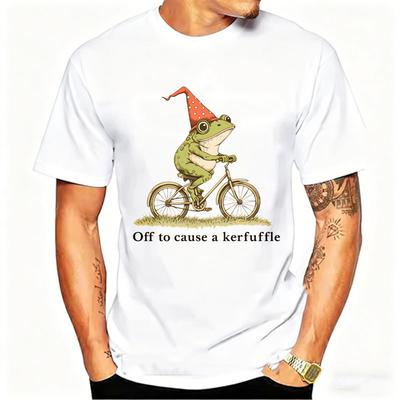 Off To Cause Kerfuffle Whimsical Frog On A Bicycle Funny Weirdcore Sayings Meme Designed Cartoo