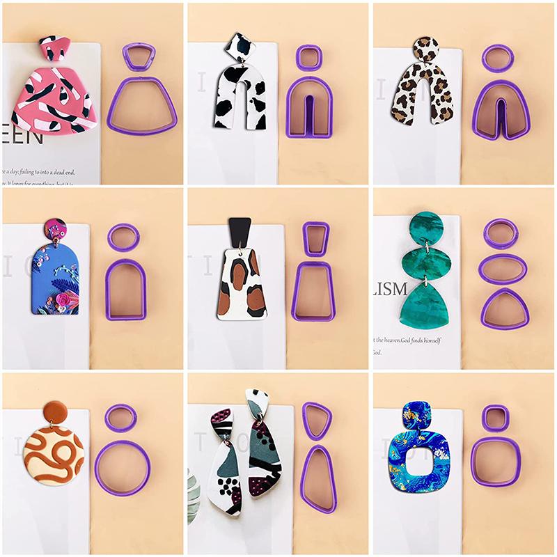 1Set Polymer Clay Earring Cutter Multiple Shapes Clay Cutter Geometric Shape Clay Pendant Polymer Clay Tool Cookie Cutter