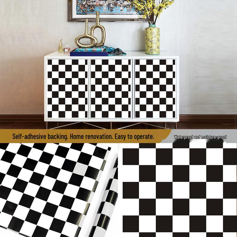 Nordische karierte selbstklebende Tapete für Wohnzimmer oder Studentenwohnheim