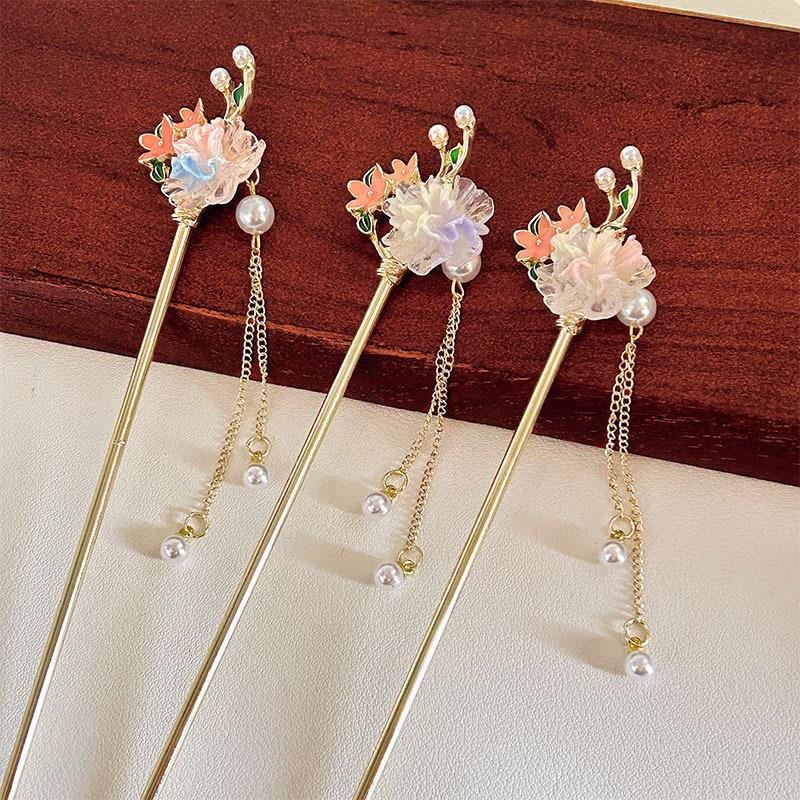 New Chinese Peony Hairpin Women's Premium Sense Antique Xiuhe Headgear Accessories Hairpin Pearl Step Hairpin