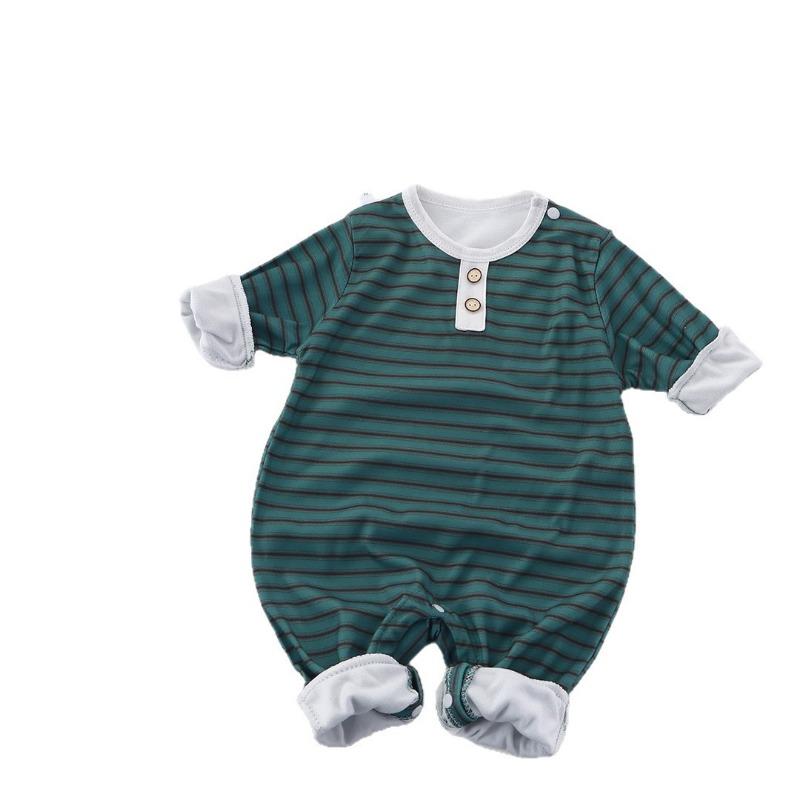 Long Sleeve Striped Round Neck Infant Baby One Piece Romper Crawling Jumpsuit