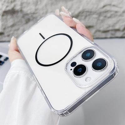 Luxury Slender Circle Magnetic Case for iPhone 16 15 14 Plus 13 12 11 Pro X Xs Max Phone Case for Magsafe Wireless Charge Cover