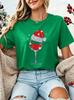 Christmas Wine Glass Graphic T‑Shirts Santa Hat Wine Shirts Christmas Drinking Tee Xmas Party Graphic T-Shirts Wine Lover Gift