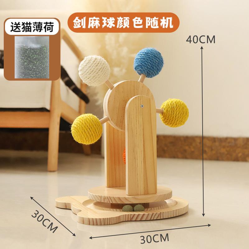 

Ferris Wheel Rotating Cat Toy with Sisal Scratching Ball Interactive Wooden Cat Scratcher Toy Grinding Claws Boredom Relief Gift