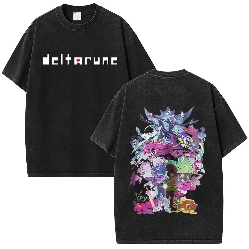 Washed Vintage Game Deltarune Susie Kris Ralsei Funny Graphic Tshirt Men Women Casual Humor Oversized T Shirts Otaku Lover Gift
