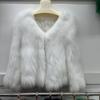 Real Fox Fur Woven Fashion Coat for Women Short Style Long Front and Short Back V-neck Fur Double-sided Young Top