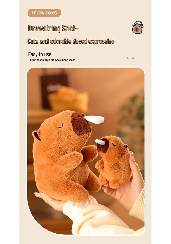 Capybara Blowing Bubbles: Plush Toy Keychain with Wagging Tail
