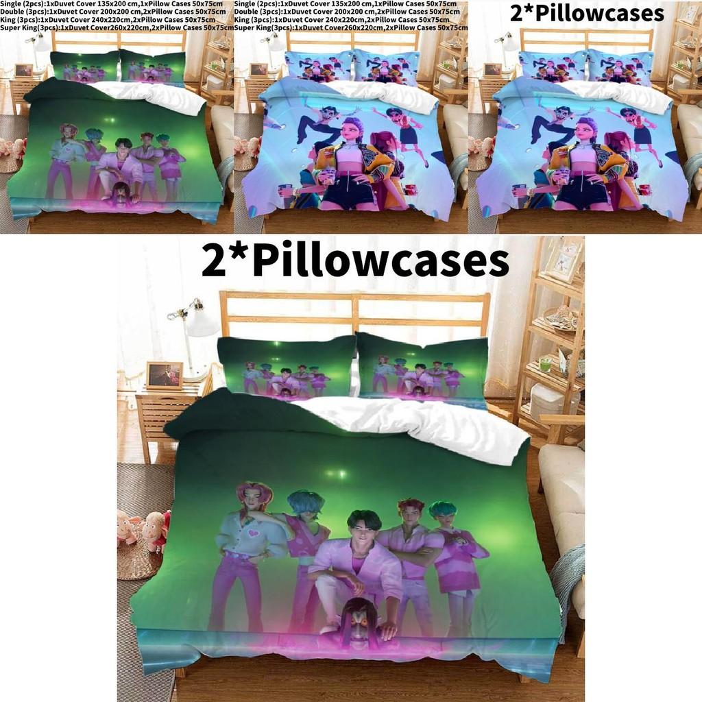 Kpop Demon Hunters Threepiece Bedding Set With Print For Modern Bedroom Decor