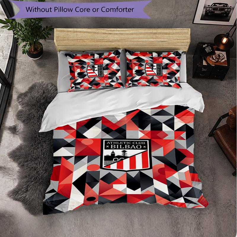 Set Biancheria da Letto 3 Pezzi Calcio Athletic Bilbao Morbido Copripiumino con Federe Set Decorazione Camera da Letto per la Casa
