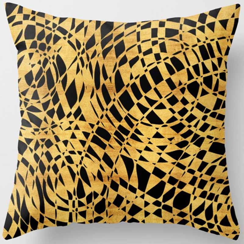 Black and Yellow Square Pillowcase, Home Decoration, Car Sofa Cushion Cover 45cm*45cm