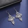 Unalome Pendant Earrings Hippie Stainless Steel Yoga Lotus Flower Drop Earrings for Women Unique Buddhism