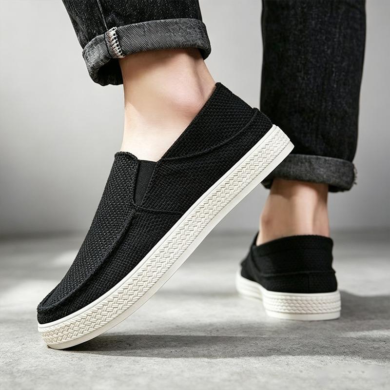 Summer Linen Shoes Men's One-pedal Lazy Shoes Breathable Foot Cover Casual Canvas Shoes Medium Old Dad Shoes