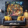 Arazzo 2D Biblioteca Fiabe Albero Libreria con Tazza da Tè Arte da Parete