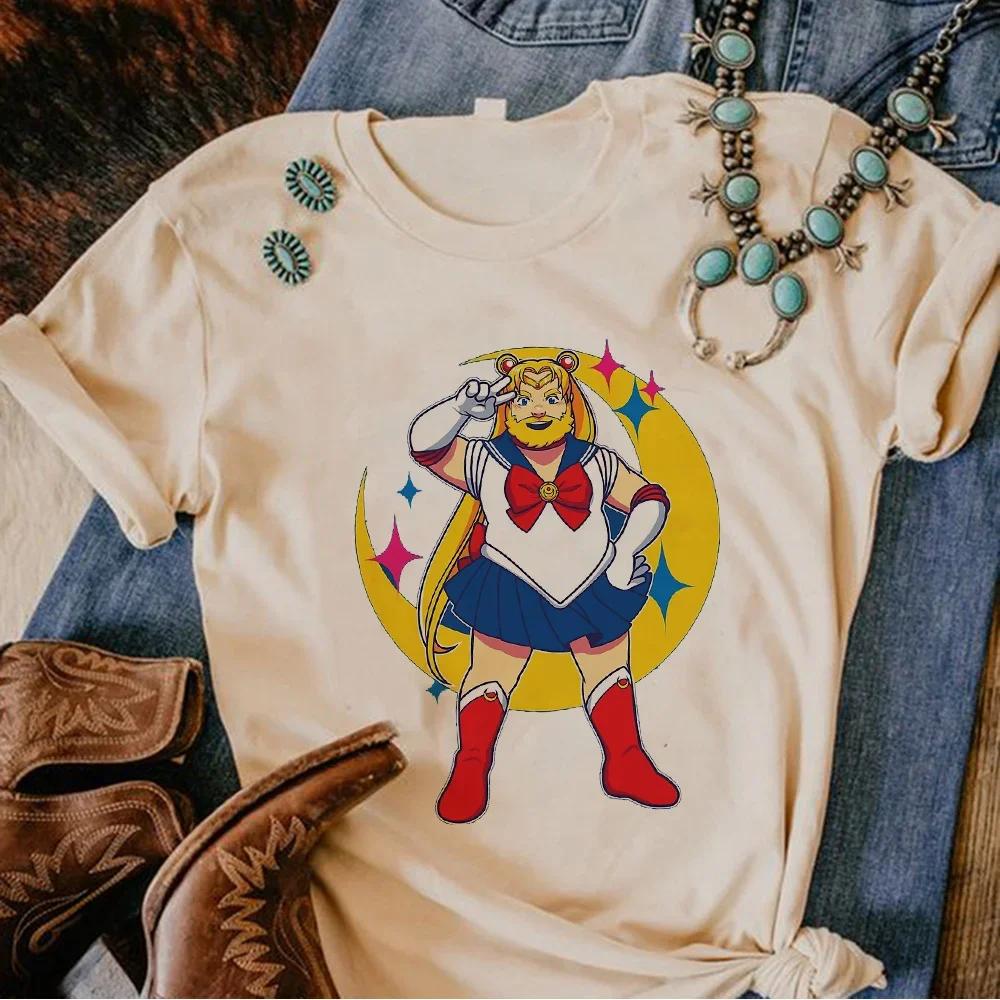 Moon Cat Tshirt Women Anime Harajuku Manga T-shirts Female Comic Graphic Japanese Clothes
