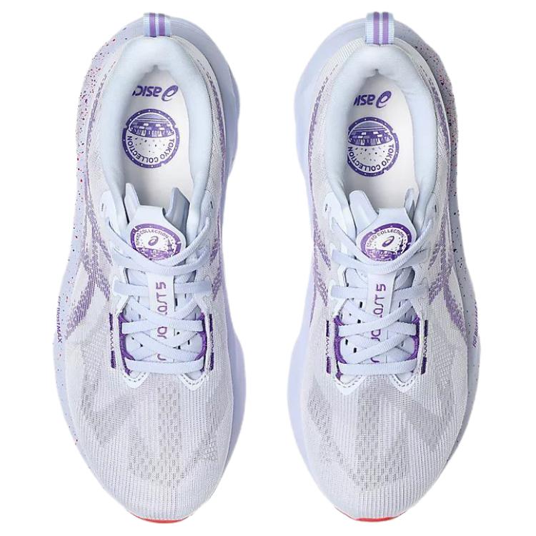 Asics Novablast 5 Comfortable Soft Cushioning Breathable Support Casual Running Shoes Men Sneakers White Purple 1011C139-500