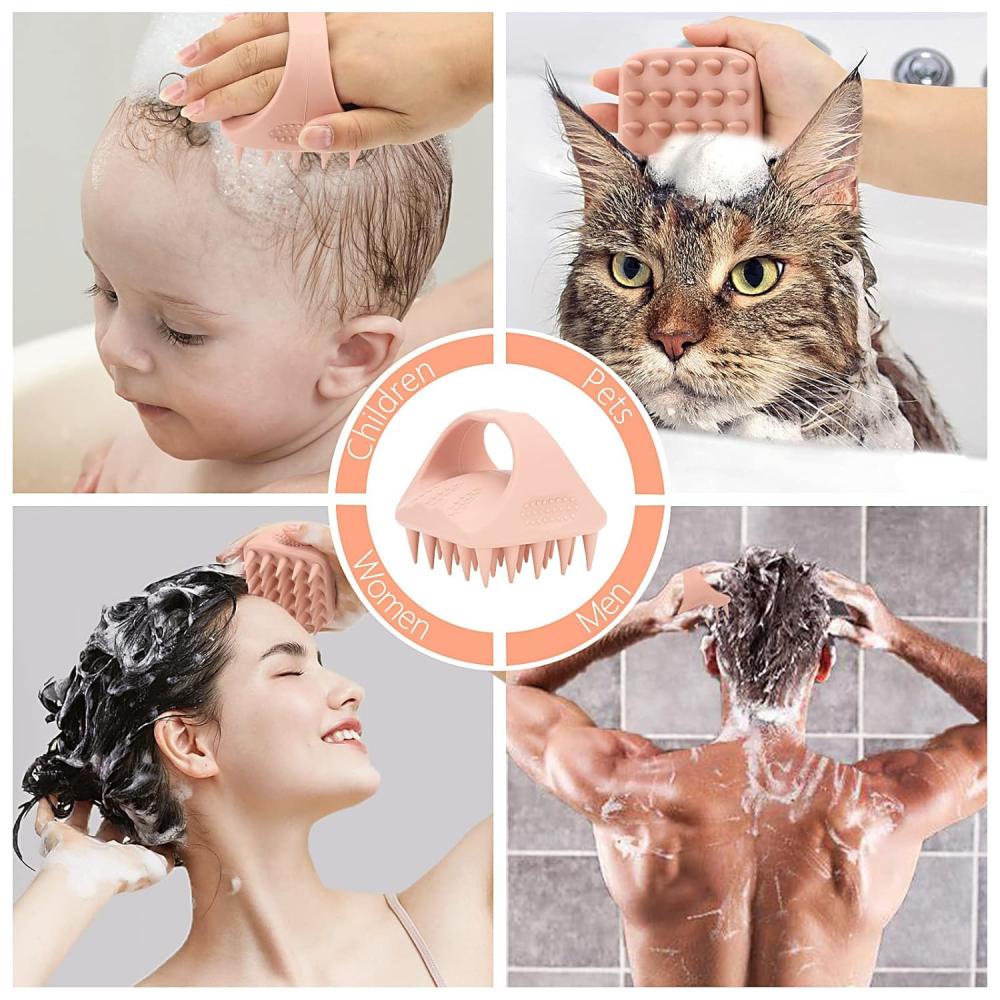 Silicone Scalp Cleaning Brush, Lightweight Manual Brush Head Tool, Dry and Wet Hair Washing and Exfoliation, Soft Grip Hair Care