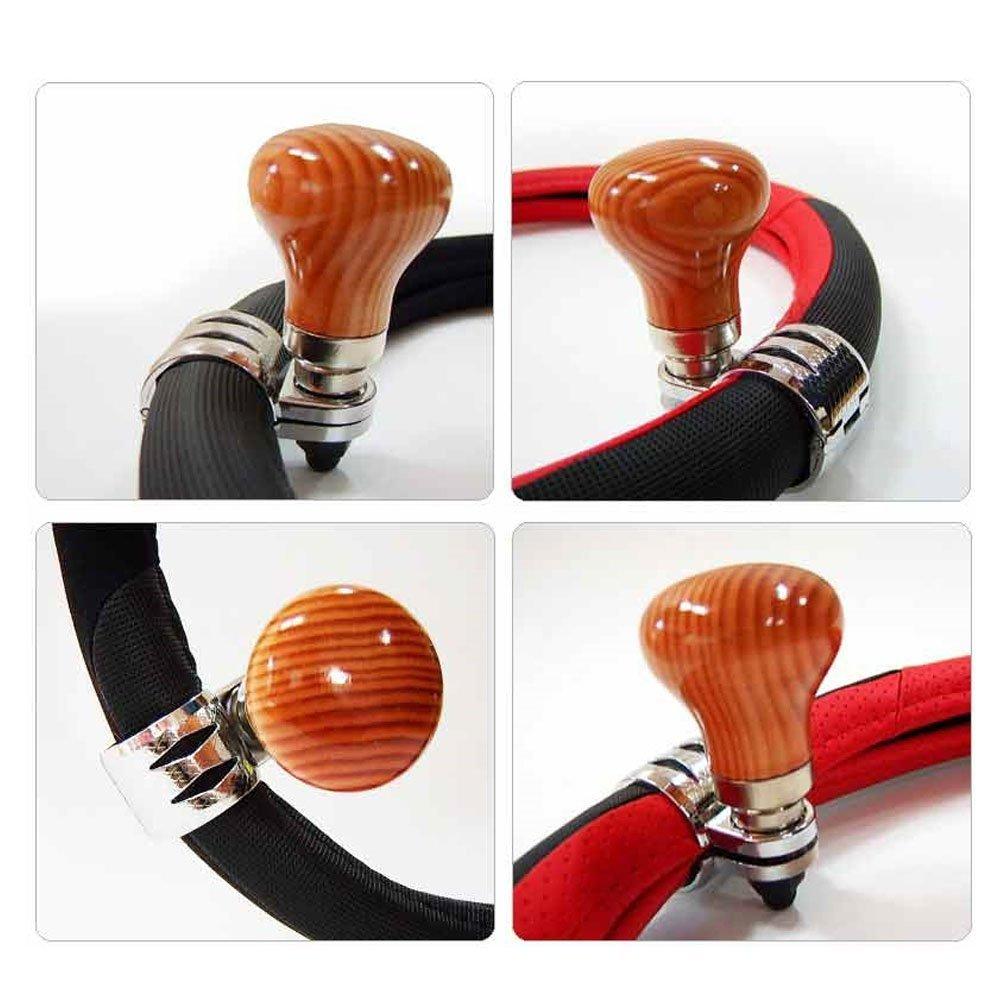 AProFamily Power Handle Car Steering Wheel Spinner, Compatible With All Vehicles, Luxurious Natural Wood Design