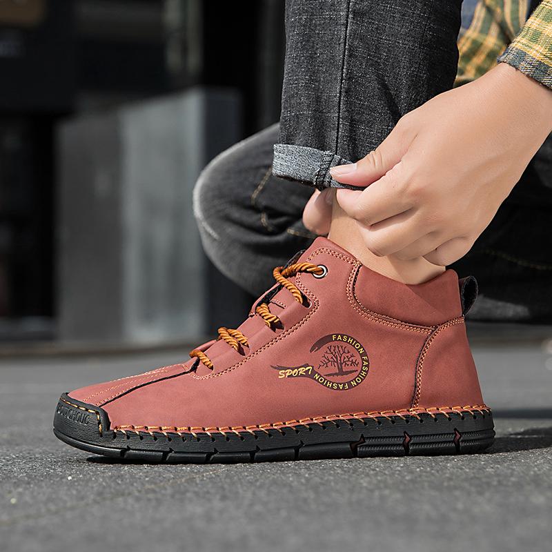 Men's Casual Shoes Side Zipper Short Boots Versatile Flat Bottom Trendy Fashionable Men's Shoes Suitable for Outdoor Sports