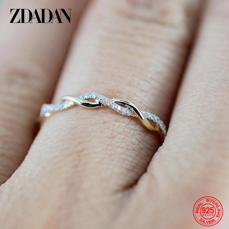 925er Sterlingsilber Verdrehte Ringe für Damen Modischer Hochzeits Schmuck