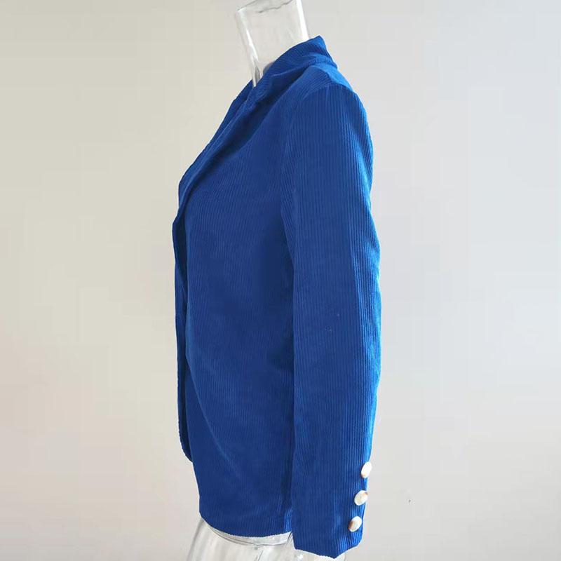 Autumn Winter Women's Corduroy Blazer Slim-fit Solid Color Casual Blazer