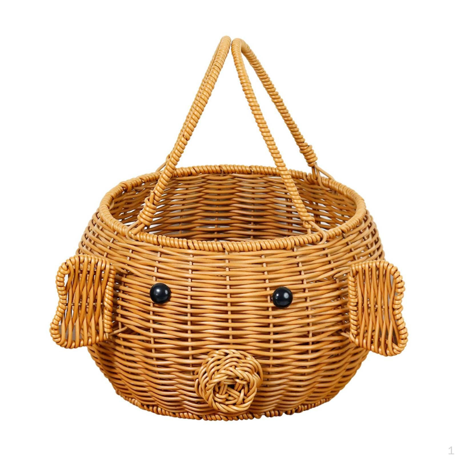 Imitation rattan Pig Basket Handwoven with Handle