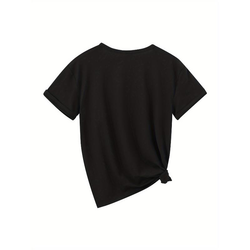 T-shirt Divertente a Maniche Corte Taglia Europea con Stampa Felice, Maglietta Casual alla Moda da Donna per l'Estate Nuovi Arrivi