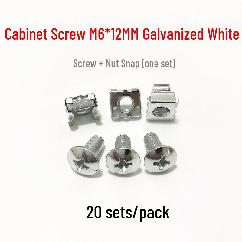 

Оцинковані гвинти M6 для стійки та защіпні гайки для організації кабелів