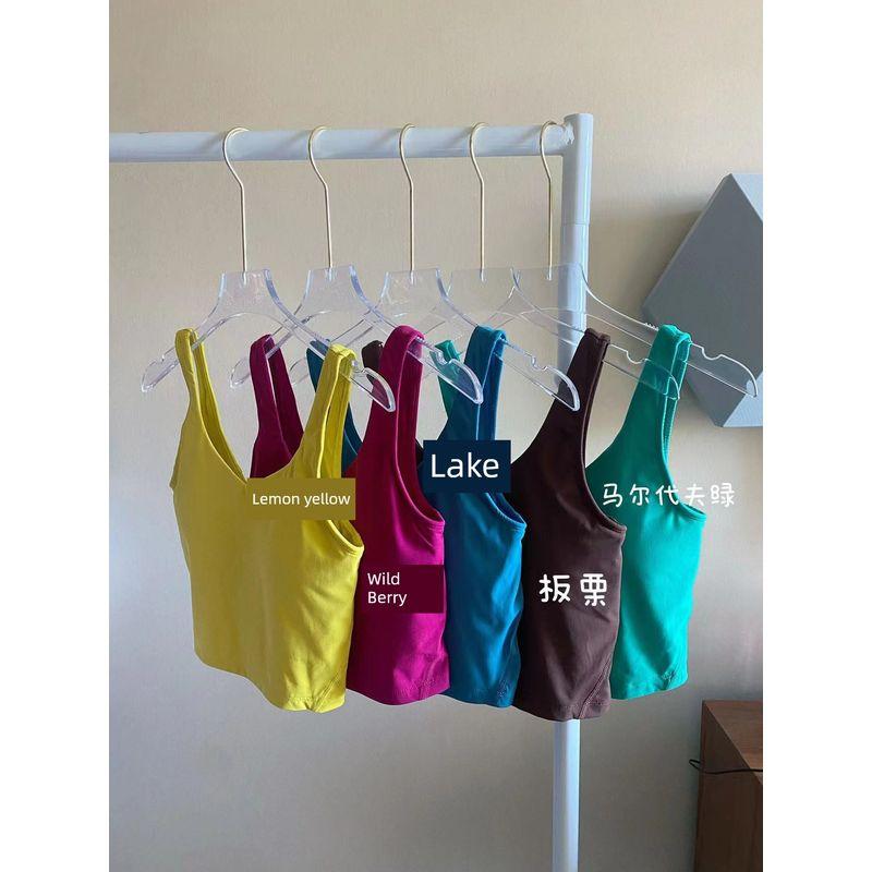 

Foreign Trade with Chest Pad Wild Berry Color Push up Yoga Vest Short Fitness Sports Bra Underwear Top Running Vest Chestnut 1 piece 10/XL