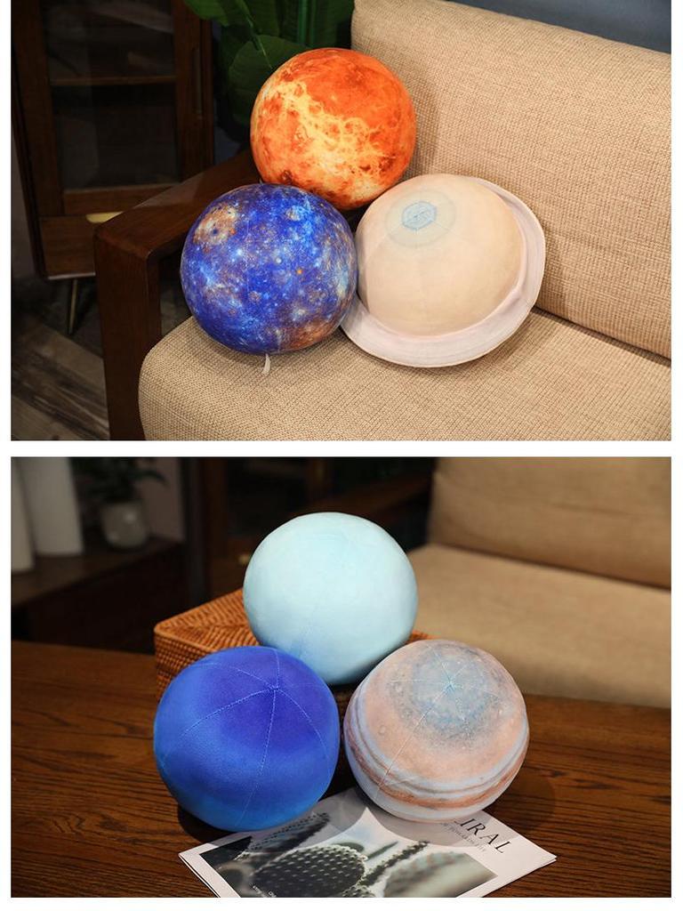 Round Earth & Planet Plush Toy Set - Children's Cognitive Pillow and Ornament