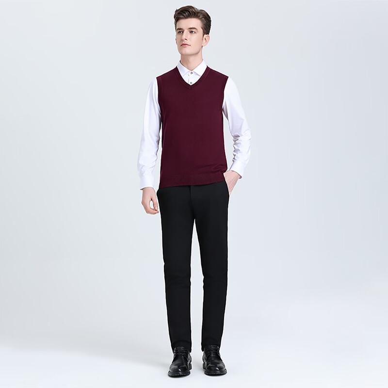 Langdeng Men's V-Neck Pullover Wool Blend Knit Vest
